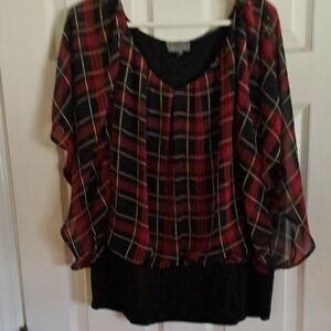 Pretty Plaid Joseph A. Womens Blouse Sz L